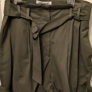 Elizabeth and James Dark Green Belted Shorts
